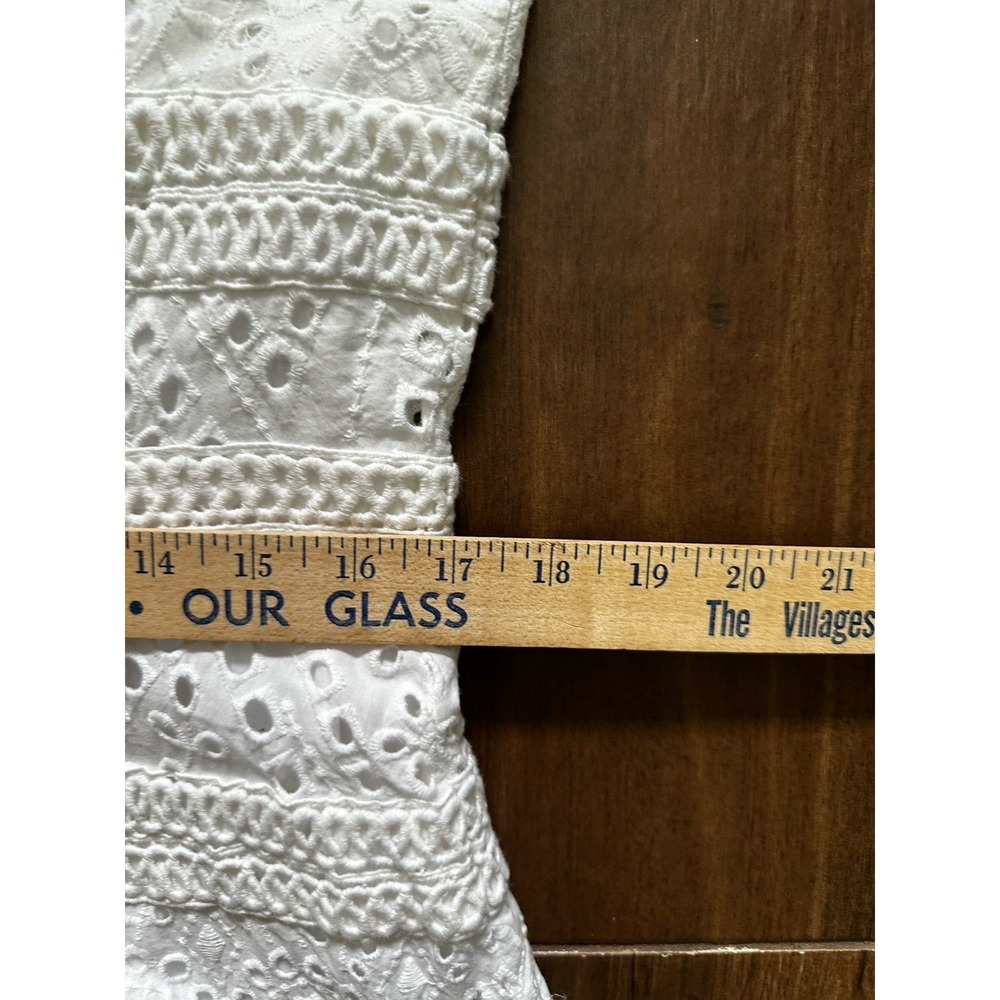 Cremieux White Sun Dress 14 Fits L A Line Knee Length Eyelet Beach Cruise Simple - Picture 7 of 9